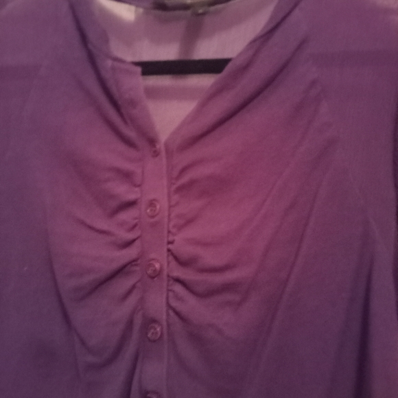 Purple Blouse with Sheer Sleeves - Picture 2 of 2